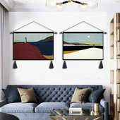 简约抽象油画挂毯布艺几何风景沙发背景墙装 饰画卧室餐厅酒吧挂画