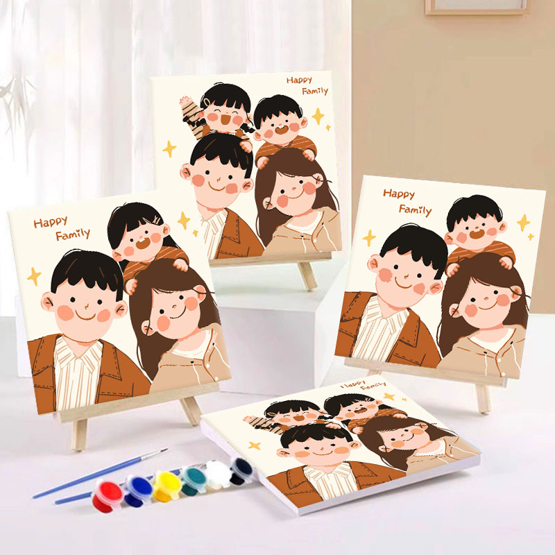 全家福diy数字油画充填油彩卡通动漫儿童涂鸦丙烯治愈装饰挂画