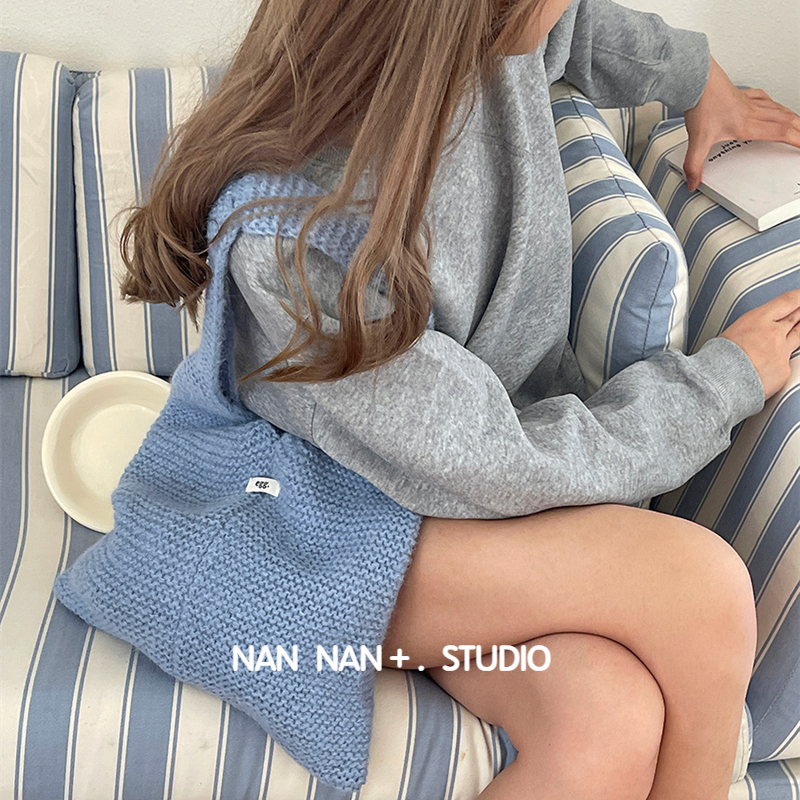 韩版纯色含羊毛针织包包秋冬气质休闲大容量毛线单肩女包手提袋子