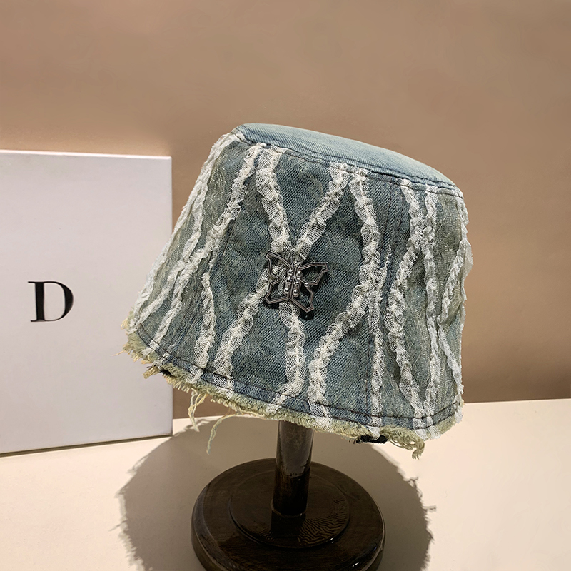 百搭减龄蕾丝花纹牛仔盆帽女