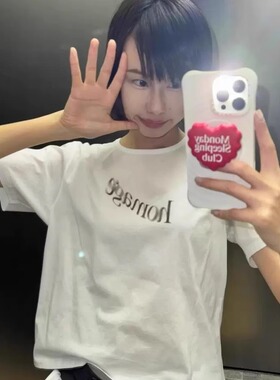 low classic韩国设计师品牌25夏季简约百搭字母印花圆领短袖T恤女