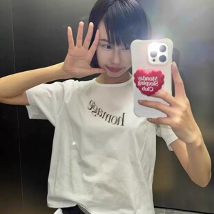 简约百搭字母印花圆领短袖 T恤女 classic韩国设计师品牌25夏季 low