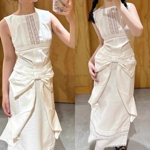 SST虞书欣同款2025夏季新款重工立体蝴蝶结礼服收腰显瘦连衣裙女