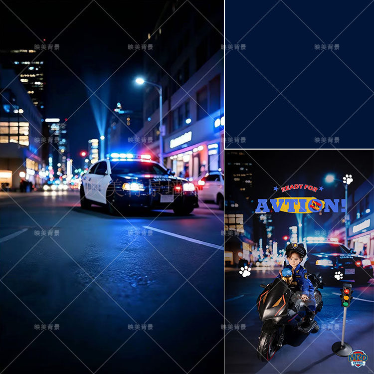 汪汪队警车背景布儿童动画主题写真室内摄影棚影楼人像产品拍照