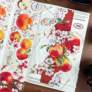 轻复古花野原百仓家手帐和纸胶带PET贴纸卷咕卡 苹果花 新款 现货