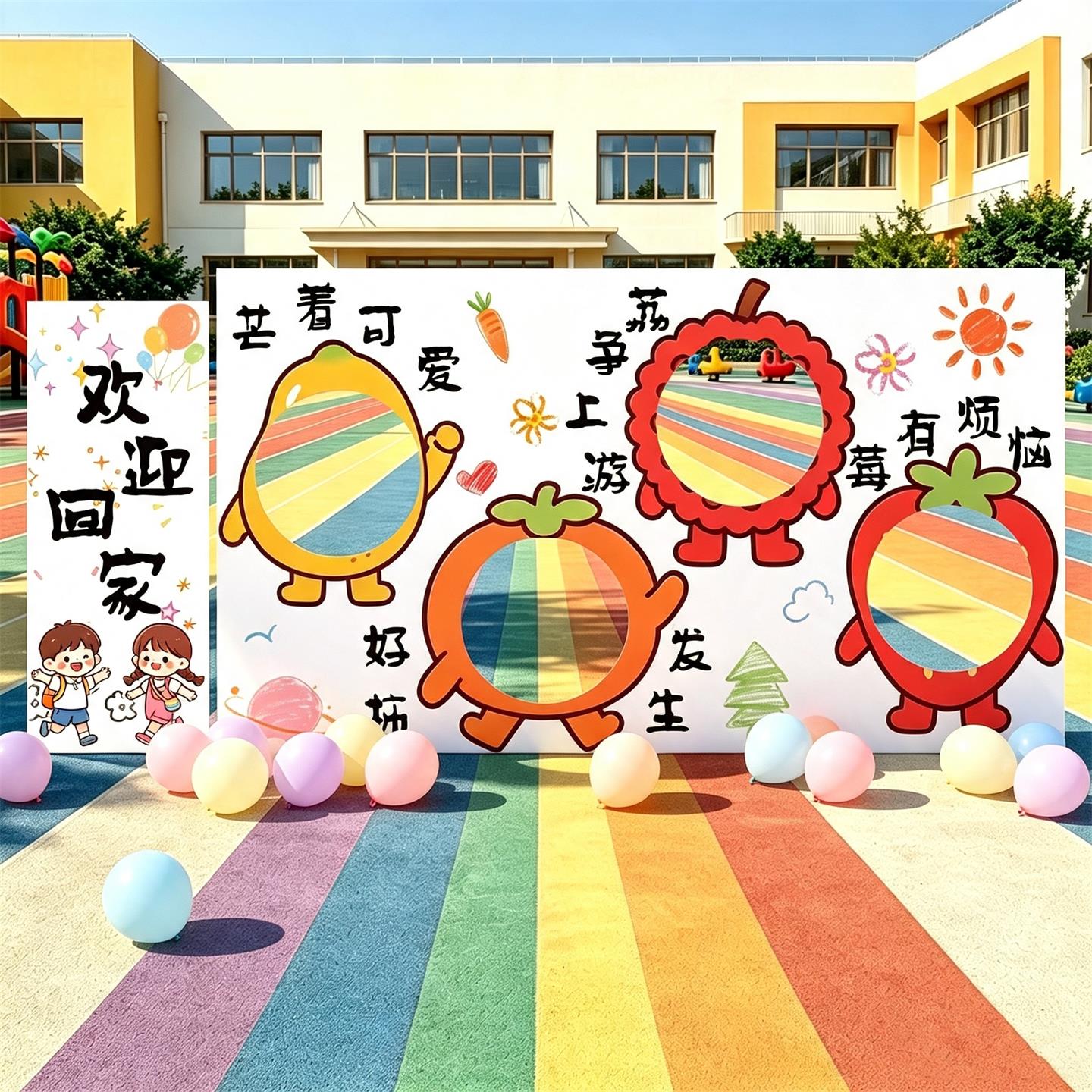 幼儿园开学水果镂空KT板布置