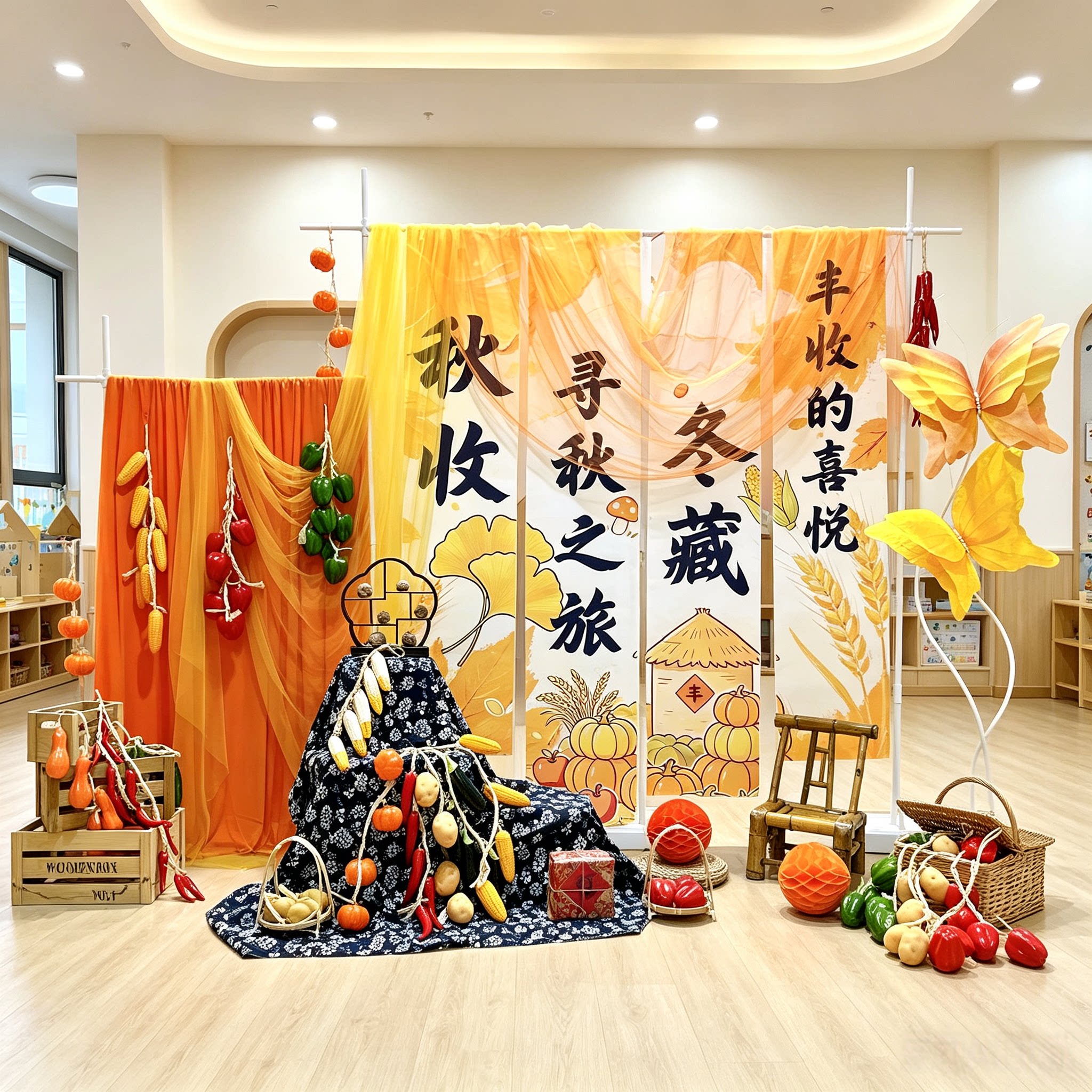 秋收冬藏卡通写真背景布节日用图片