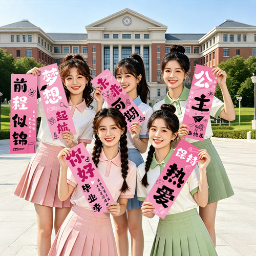毕业手举牌定制拍照手持条幅高中大学背景挂布拍照氛围数字铝膜