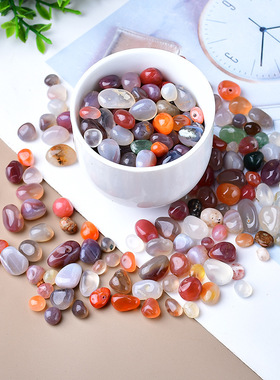 天然造景玛瑙碎石七彩盐源玛瑙水晶滚石大颗粒消磁石原石鱼缸石