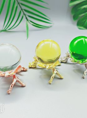 新款电镀合金小熊梅花水晶球底座底托置物架球金属球托支架