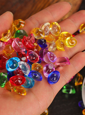 水晶元宝摆件大小金元宝黄水晶元宝乔迁开业送礼招财聚财黄铜米缸