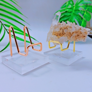 水晶原石奇石玉石矿标晶簇矿石展示架亚克力底座展示台铁艺置物架
