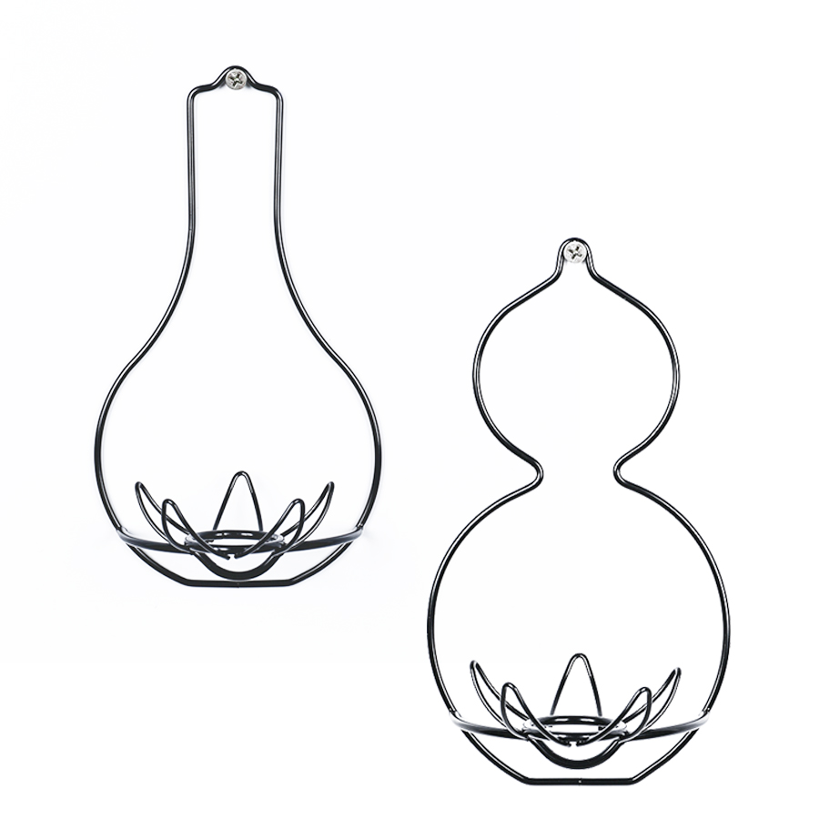 新款跨境欧式铁艺黑色金属摆件装饰墙挂式莲花水晶球托盘底座