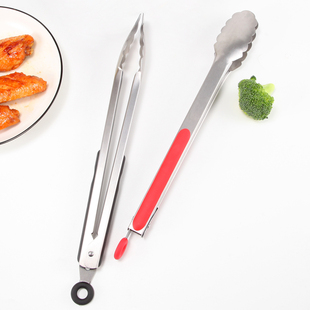 不锈钢食物夹面包夹烧烤夹厨房牛扒油炸食品夹耐高温烤肉夹工具