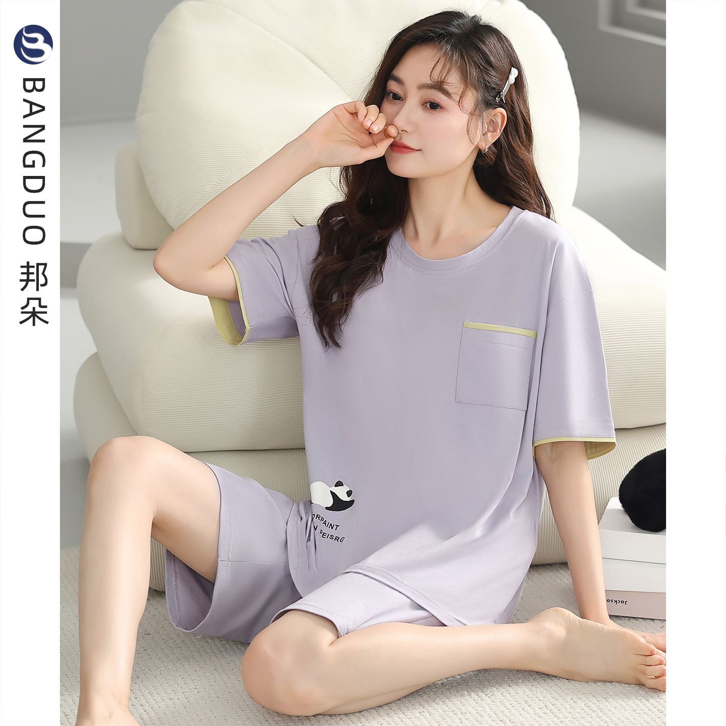 睡衣女夏季莫代尔短袖短裤家居服