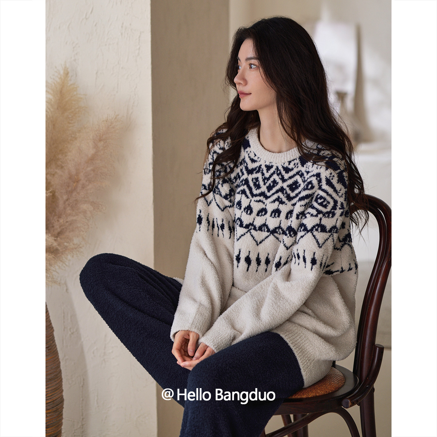 睡衣女士冬季半边绒加厚家居服