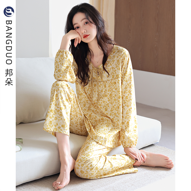 睡衣女士春秋款纯棉长袖秋季全棉2025新款中年妈妈秋冬薄款家居服