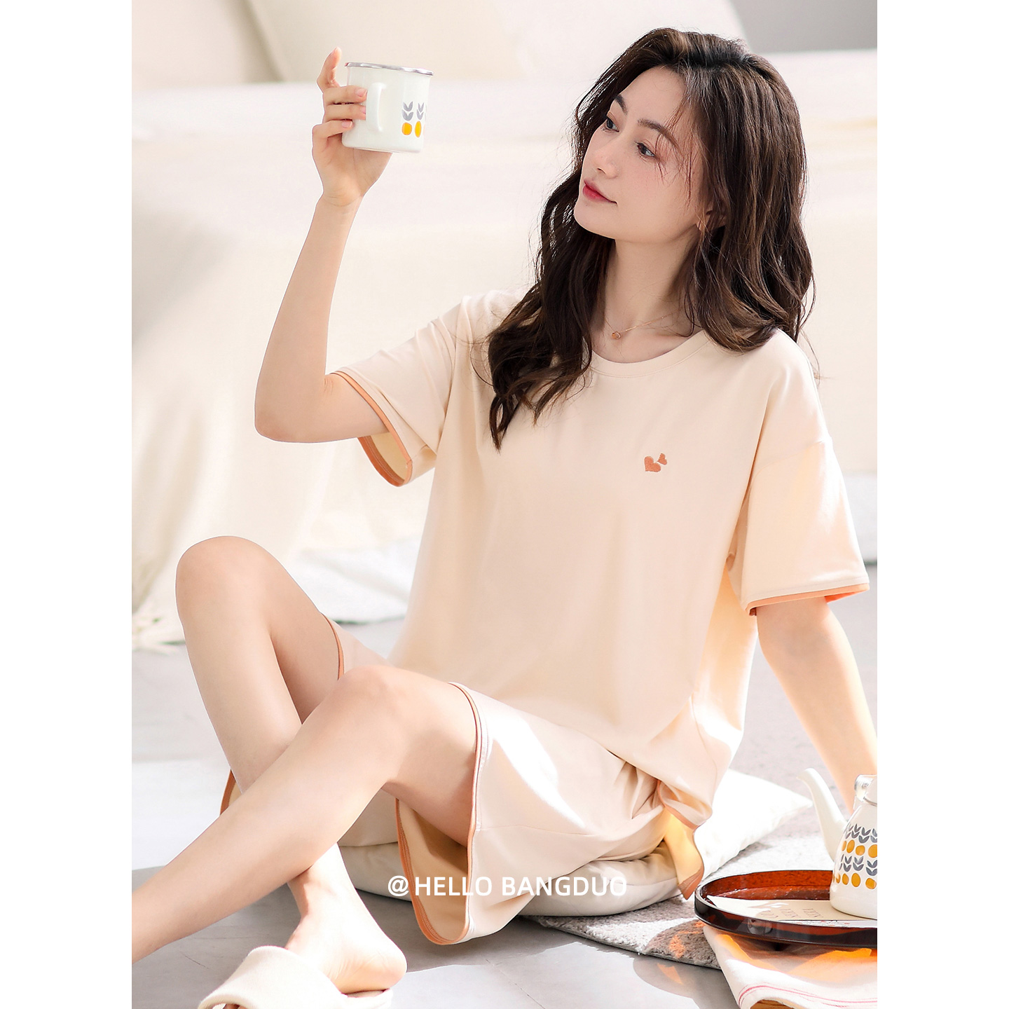 睡衣女士夏季莫代尔短袖家居服