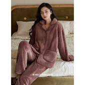 睡衣女冬季 法兰绒高级感中年妈妈冬天家居服 珊瑚绒加厚加绒秋冬款