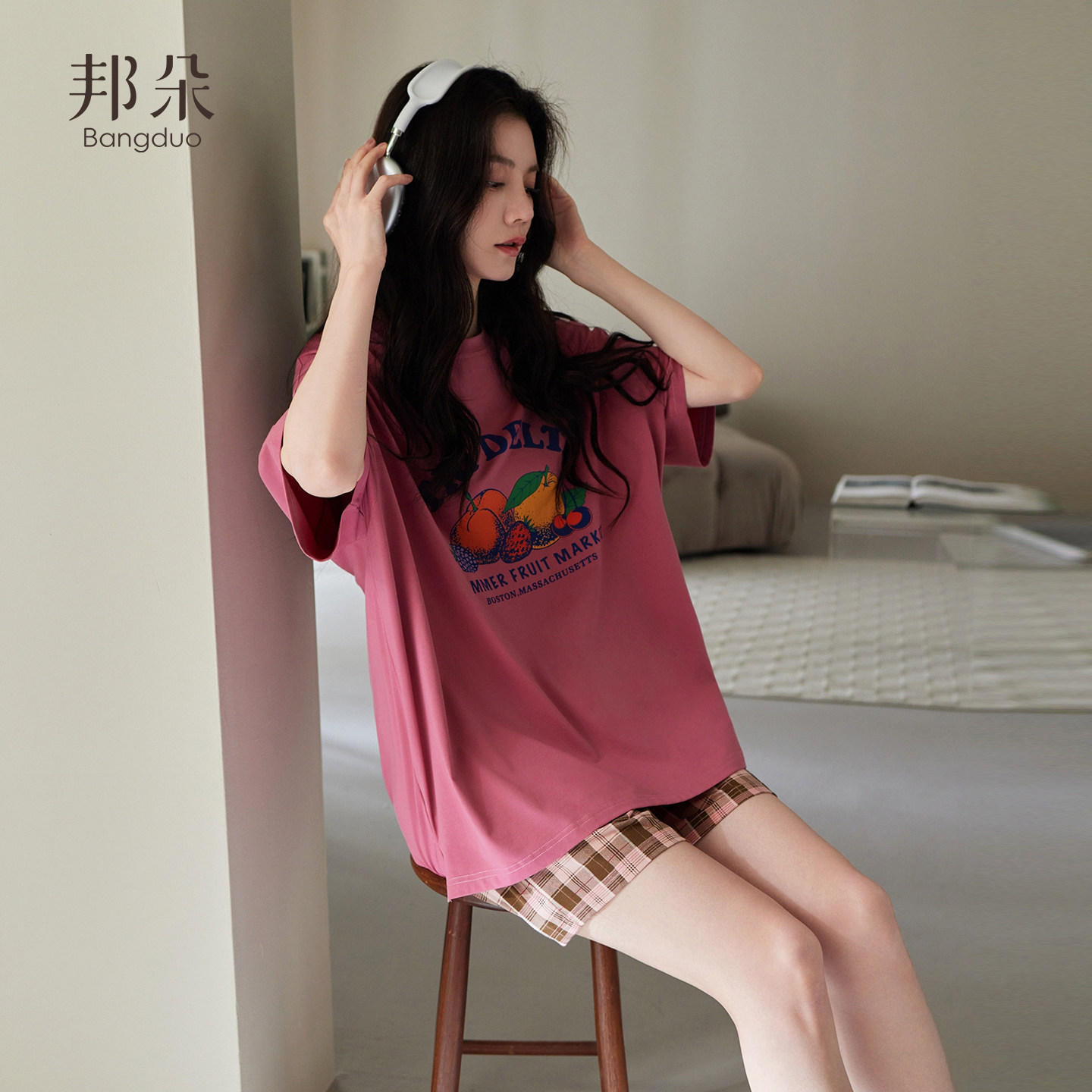 睡衣女士夏季纯棉短袖短裤家居服图片