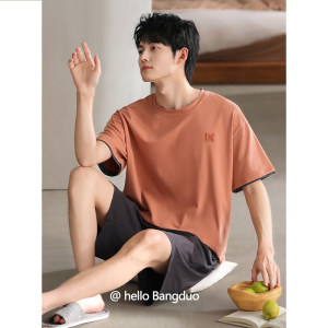 睡衣男夏季莫代尔短袖短裤家居服