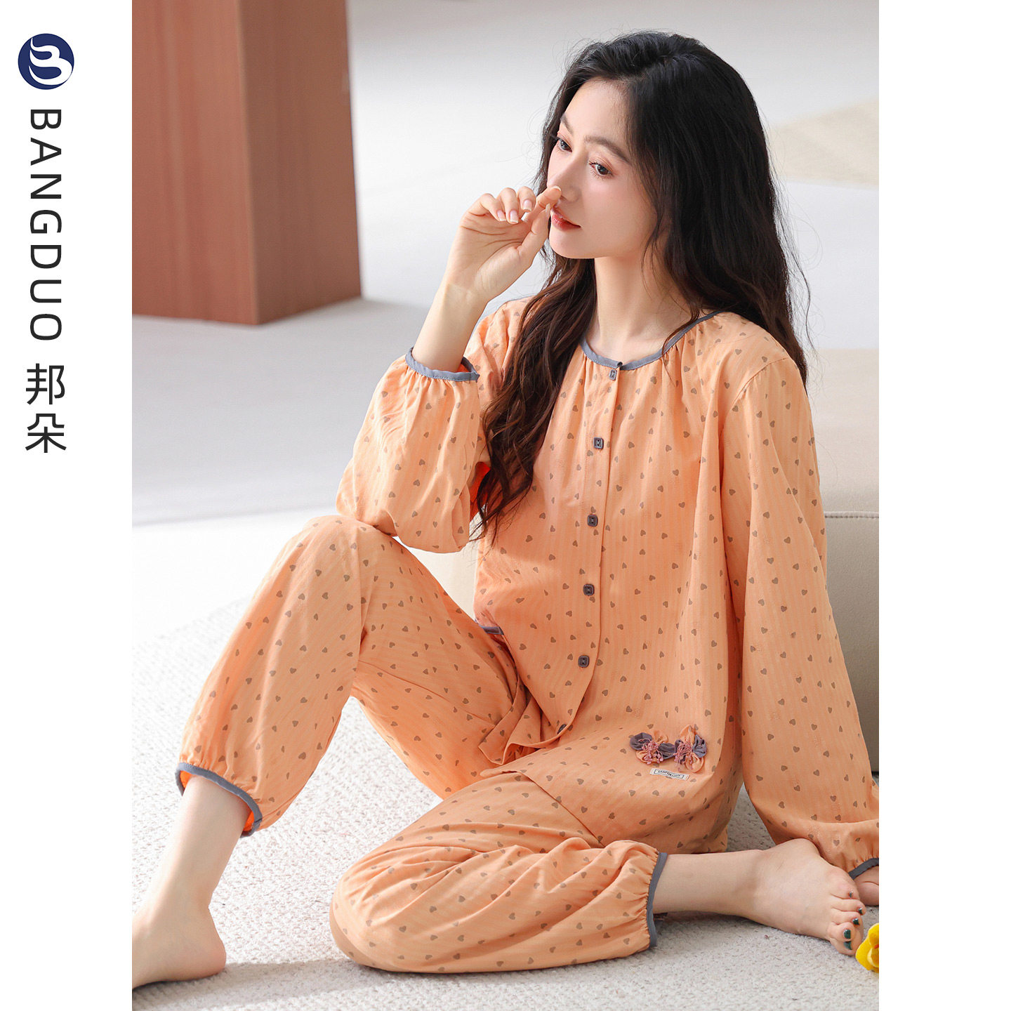 睡衣女士春秋款梭织纯棉长袖秋季全棉纱布薄款夏季大码家居服套装