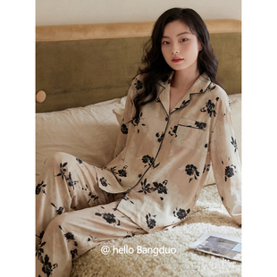 纯棉长袖 款 秋季 中年妈妈超柔软四季 高级感家居服 大码 睡衣女春秋款