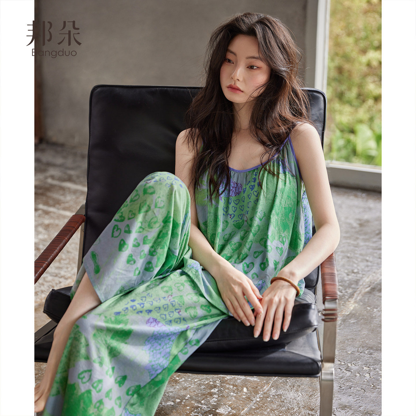 带胸垫睡衣女士夏季薄款棉绸吊带背心长裤高级感梭织棉纱布家居服