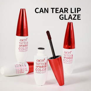 跨境热卖 qiciy撕拉唇釉 4色防水提亮易上色不晕染lip glaze 款