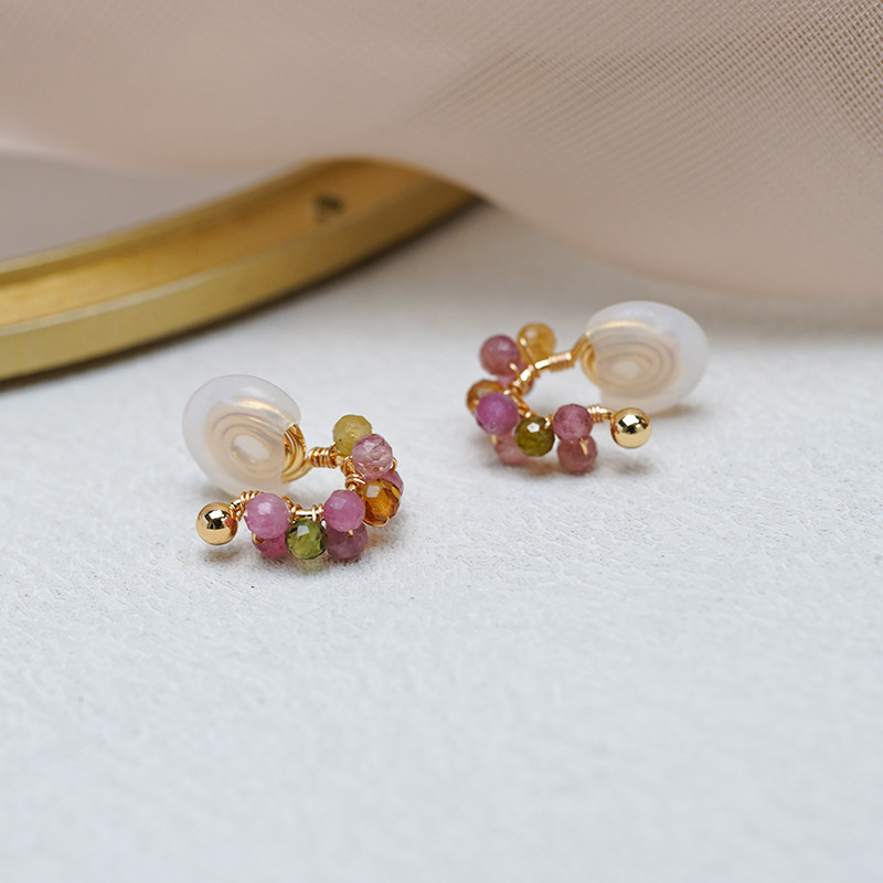 小众设计感糖果色彩色碧玺耳夹无耳洞耳骨夹甜美少女耳环潮50461