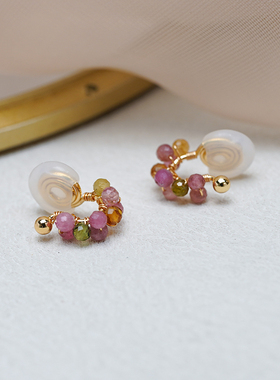 小众设计感糖果色彩色碧玺耳夹无耳洞耳骨夹甜美少女耳环潮50461