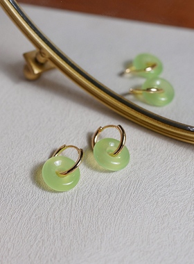 新中式古风葡萄色玛瑙平安扣耳扣复古小众清冷感耳环高级感50267