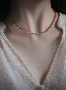 yeajewel原创手作碧玺碎银子项链甜美少女气质锁骨链小众女30635