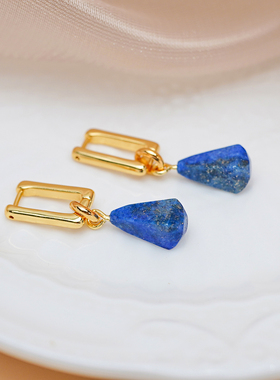 法式复古优雅青金石吊坠耳扣气质小众高级感耳环新中式耳饰508141