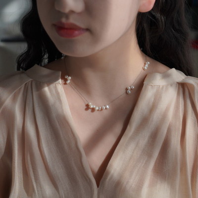 小众设计感麦穗淡水珍珠项链法式简约优雅气质锁骨链高级感60111