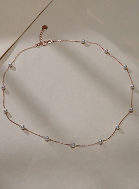 小众设计感小珍珠项链925银满天星锁骨链通勤百搭饰品简约女40477