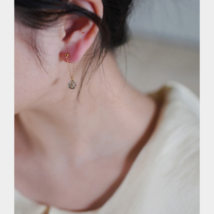 yeajewel设计感小众绿幽灵耳钉前后款气质流苏耳环耳饰森系30116