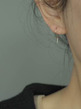 极简设计14k包金耳挂简约百搭通勤迷你小耳环养耳洞耳饰女潮10220