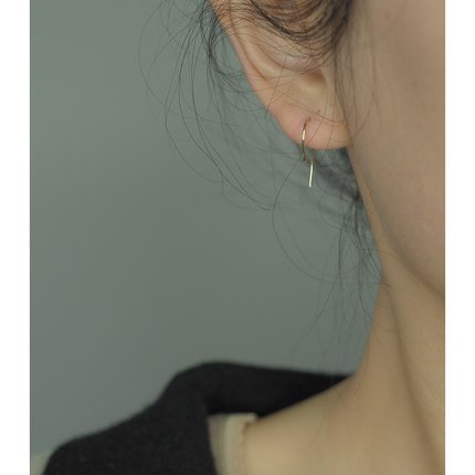 极简设计14k包金耳挂简约百搭通勤迷你小耳环养耳洞耳饰女潮10220