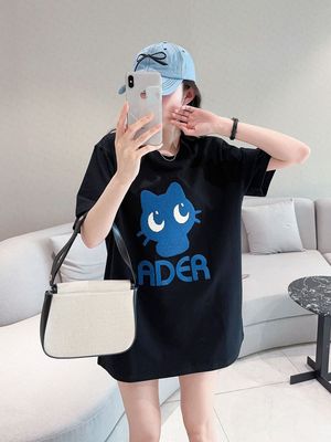 24即墨夏季新款现货ader毛巾绣卡通猫咪短袖简约情侣男女半袖T恤
