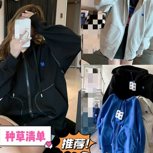 ADER几何方块拉链开衫小众潮牌新款即墨卫衣外套男女情侣上衣男