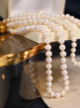 天然珍珠项链8-9mm淡水无核珍珠项链妈妈链