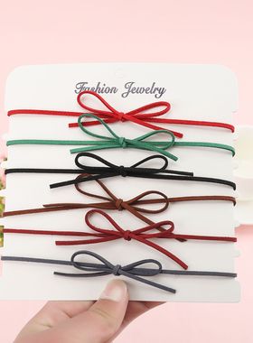 韩国绒百搭气质少女彩色颈带蝴蝶结项圈Choker颈链短款锁骨链项链