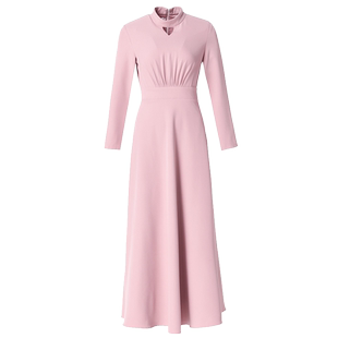 高级感蔷薇粉色连衣裙女长款2025春秋新品高贵气质显瘦超好看长裙