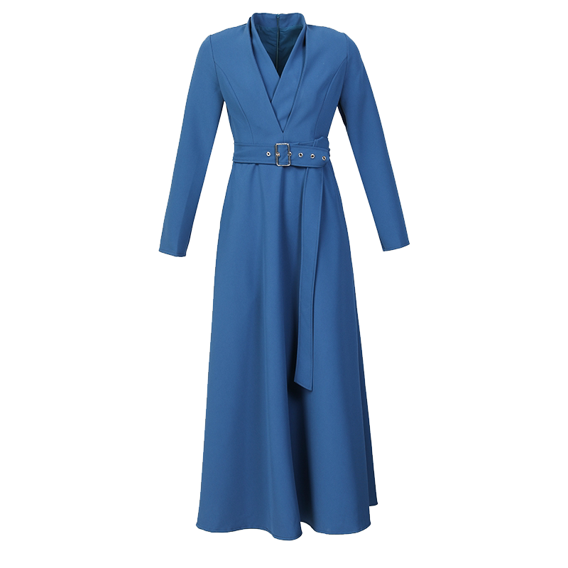 正式场合连衣裙2026春装新款高端气质显瘦裙子女蓝色高级感长裙