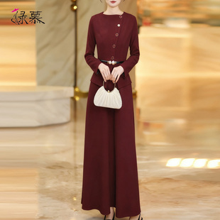 高级感假两件长袖 贵夫人轻奢气质遮肉显瘦长裙 连衣裙2025秋冬新款