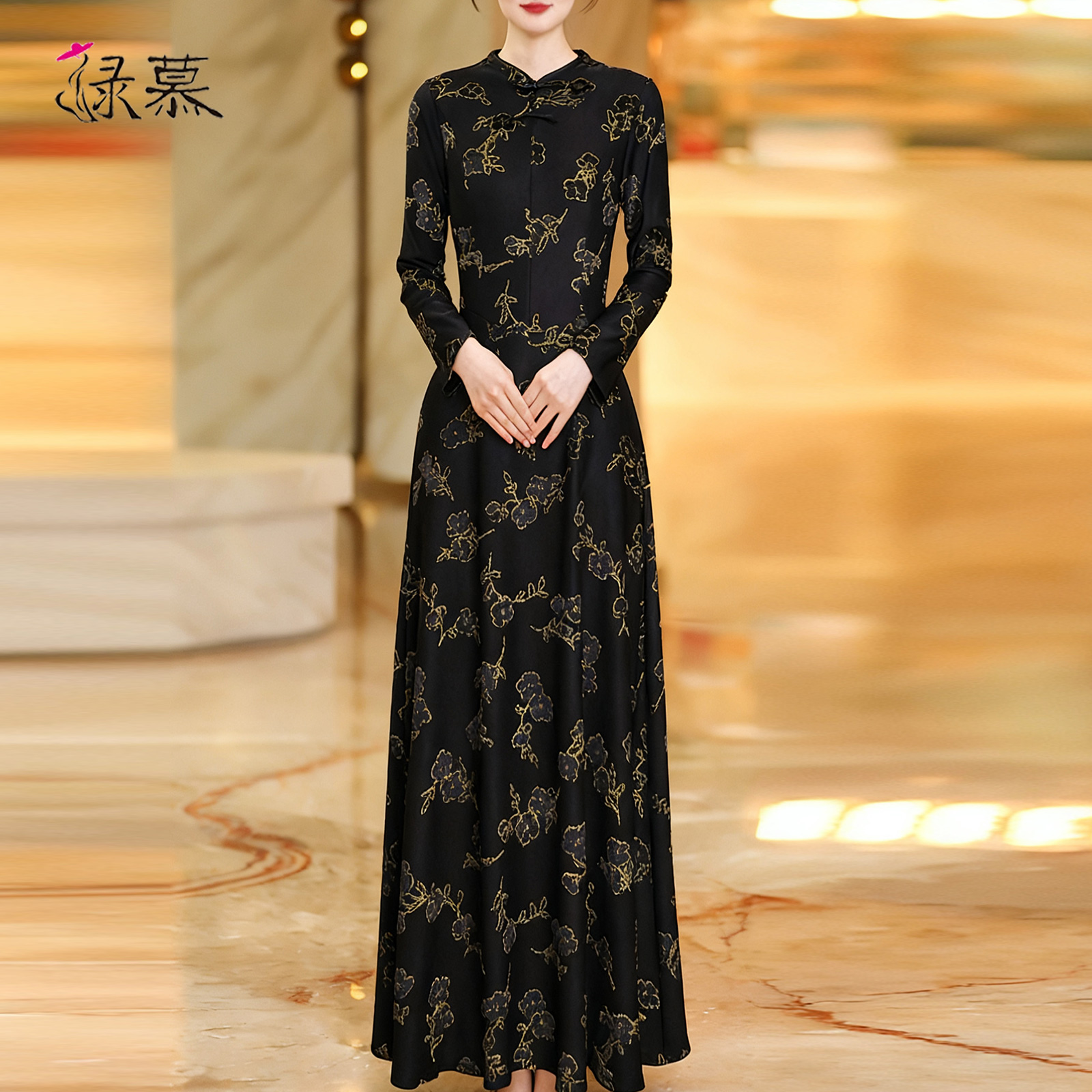 高端国风改良奢华气质显瘦女长裙