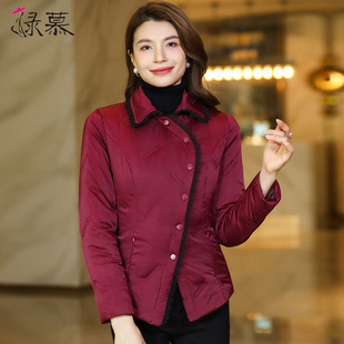 酒红色羽绒服女2025新款高端时尚显瘦收腰短款白鸭绒翻领外套春秋