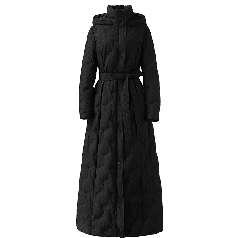 绿慕高端白鸭绒长款立领羽绒服