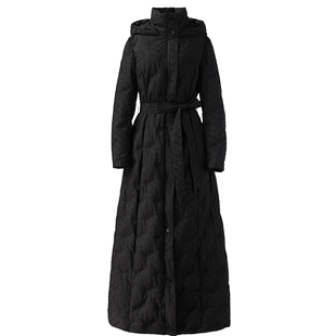黑色长款羽绒服修身2025冬新款收腰显瘦高端白鸭绒超长过膝到脚踝
